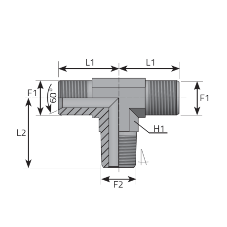 BRANCH TEE MALE BSPP - MALE NPT