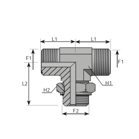BRANCH TEE MALE ORFS - ADJUSTABLE METRIC MALE WITH O-RING