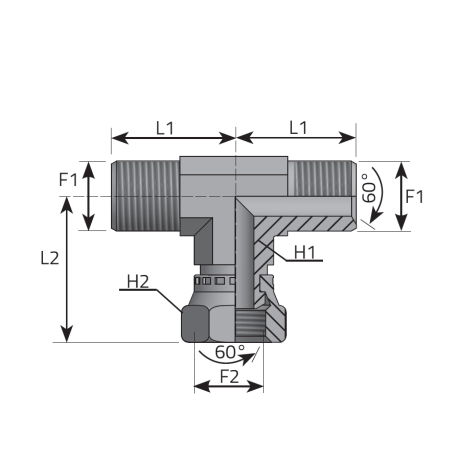 BRANCH TEE METRIC MALE - METRIC SWIVEL FEMALE