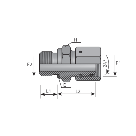 DIN FEMALE STUD ADAPTER-BSPP MALE FORM E