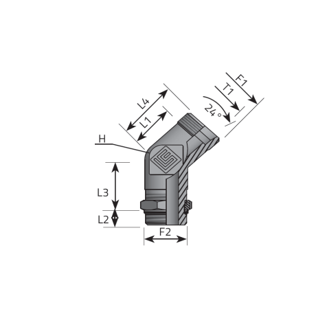 DIN MALE 45° ELBOW - BSPP MALE ADJUSTABLE