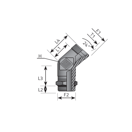 DIN MALE 45° ELBOW - UNF MALE ADJUSTABLE