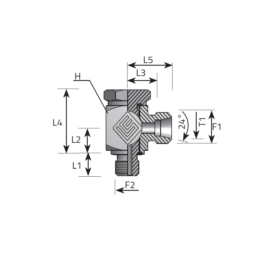 DIN MALE BANJO ELBOW - BSPP -  Vitillo