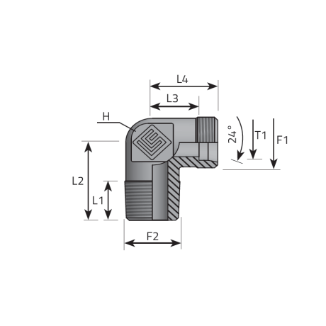 DIN MALE STUD ELBOW - NPT MALE