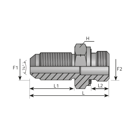 LONG CONNECTOR MALE JIC - METRIC MALE FORM E
