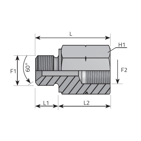 METRIC MALE ADAPTER - METRIC FEMALE