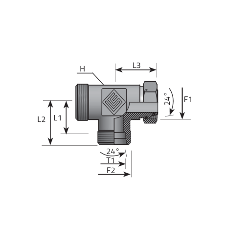 T ADAPTER DIN MALE/DIN FEMALE WITH O-RING/DIN MALE
