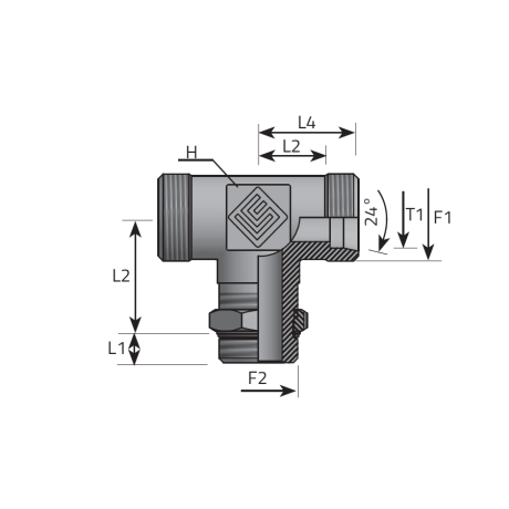 T ADAPTER DIN MALE/DIN MALE/METRIC MALE ADJUSTABLE AND RETAINING SEAL