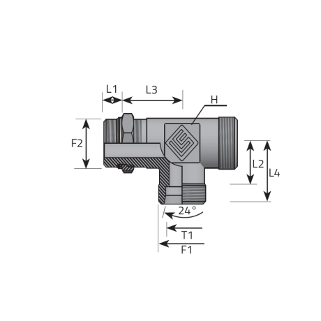 T ADAPTER METRIC MALE ADJUSTABLE/DIN MALE/DIN MALE