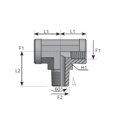 TEE ADAPTER Female BSPP - MALE BSPT - Female BSPP