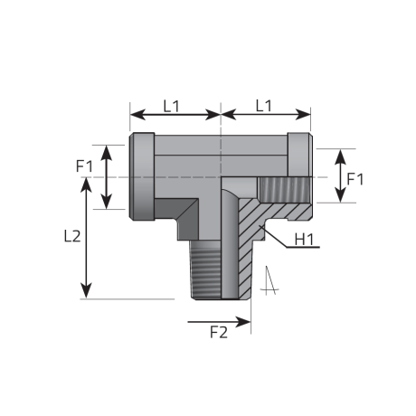 TEE FIXED ADAPTER FEMALE NPT - MALE NPT - FEMALE NPT