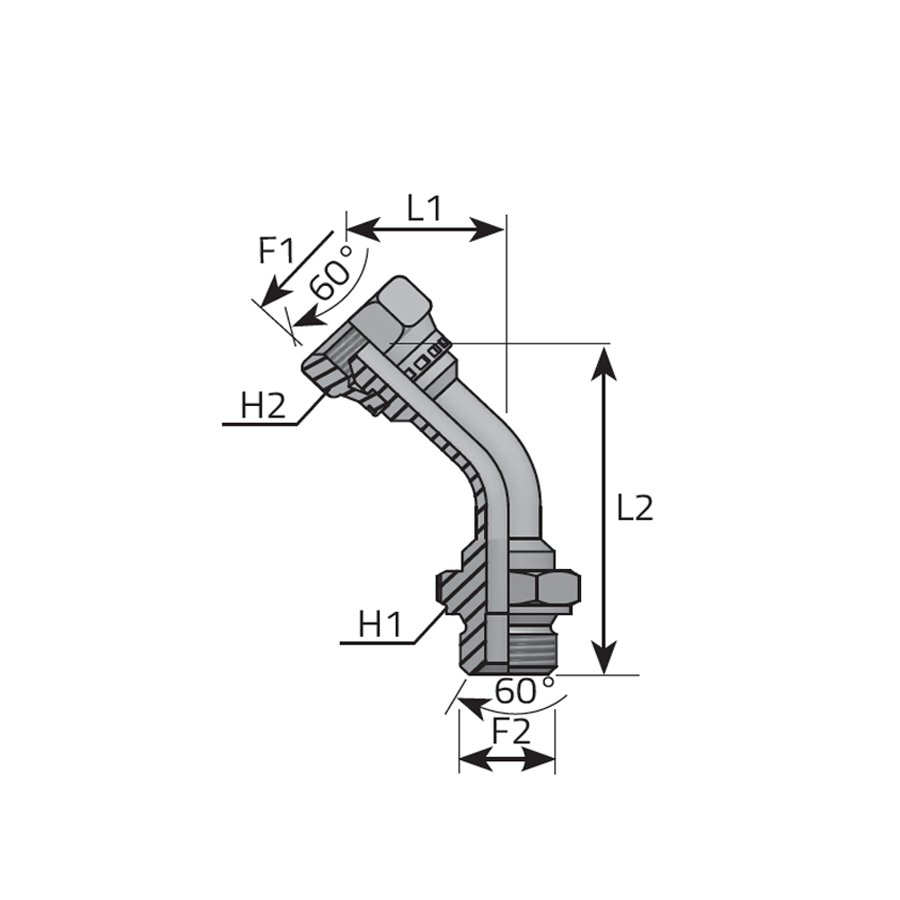 45° ADAPTER MALE BSPP - SWIVEL FEMALE BSPP