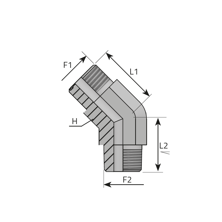 45° ADAPTOR MALE ORFS - MALE NPT -  Vitillo