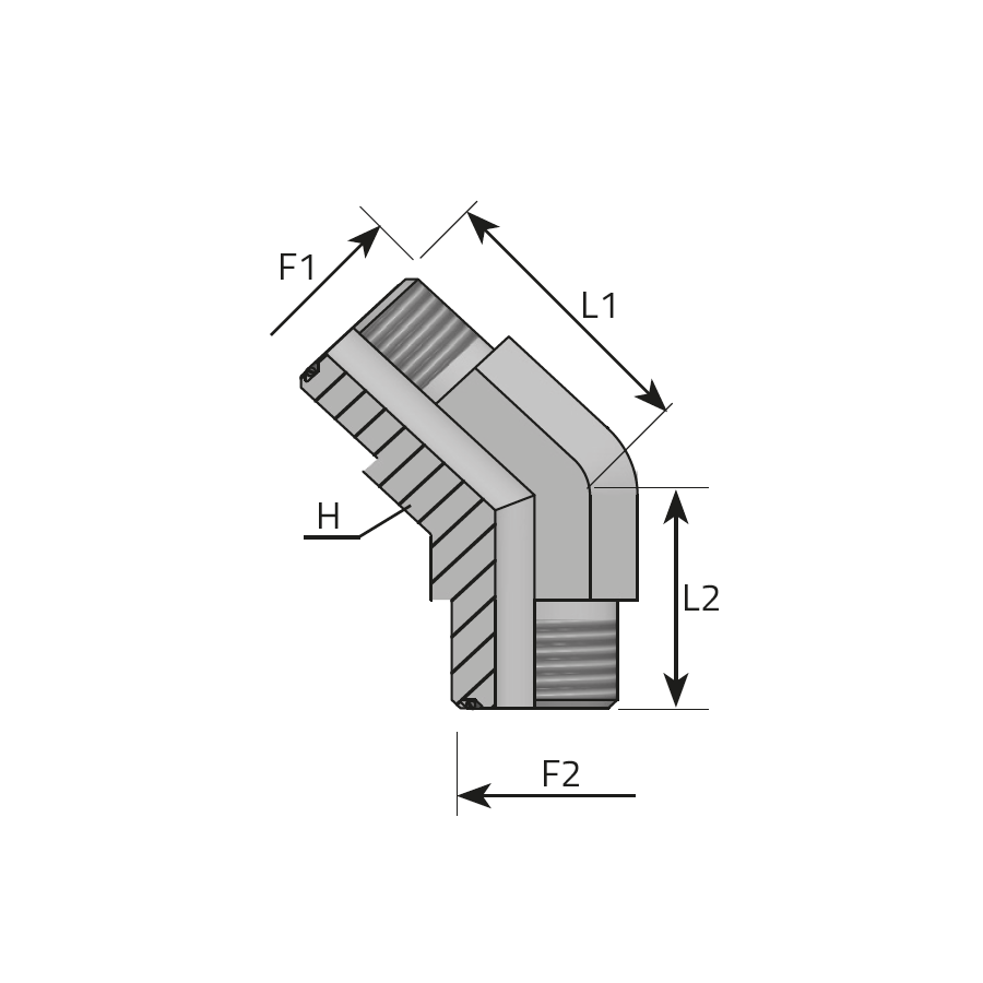 45° ADAPTOR MALE ORFS - MALE ORFS