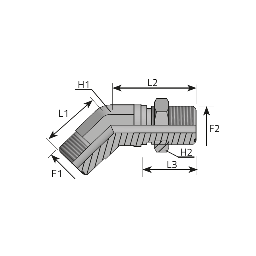 45° BULKHEAD ADAPTOR MALE ORFS - MALE ORFS