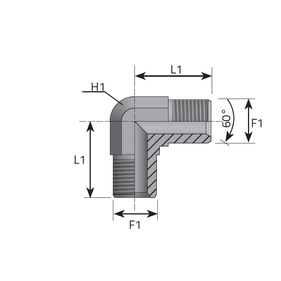 GOMITO 90° - MASCHIO GAS CILINDRICO SV 60°