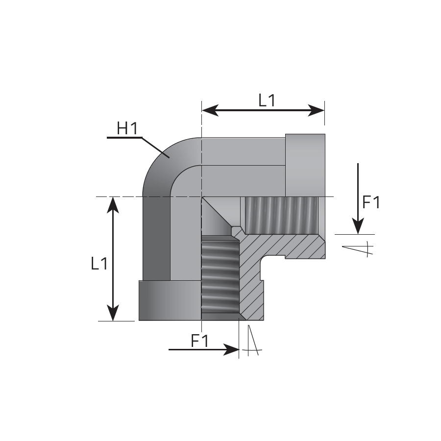 90° ADAPTER Female NPT - Female NPT -  Vitillo