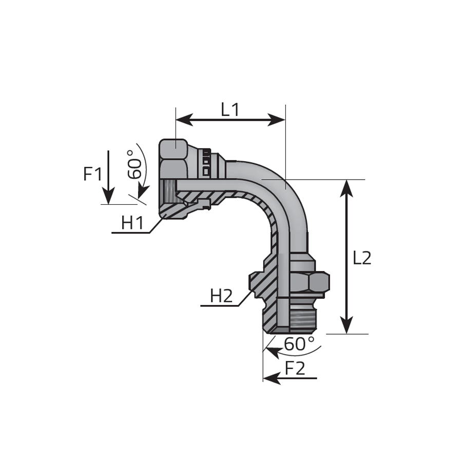 90° ADAPTER MALE BSPP - SWIVEL FEMALE BSPP