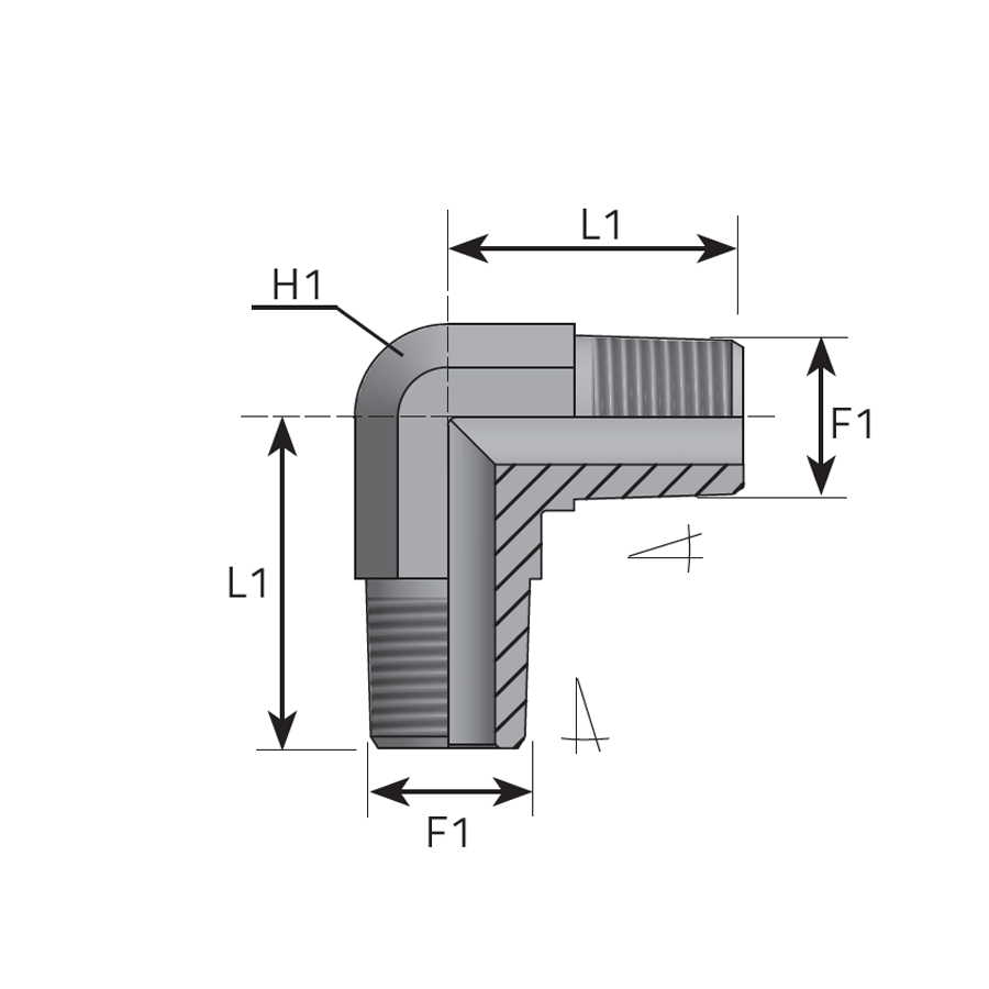 90° ADAPTER MALE BSPT - MALE BSPT -  Vitillo