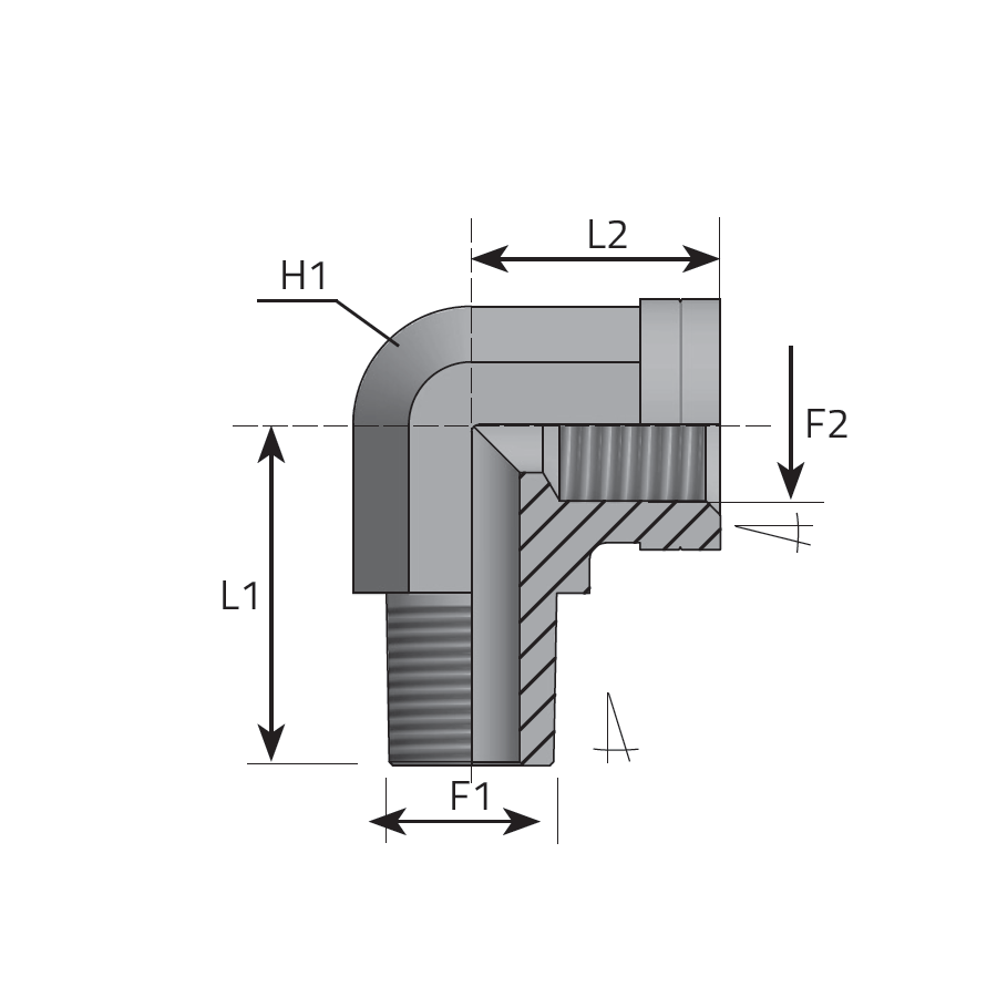 90° ADAPTER MALE NPT - Female NPT