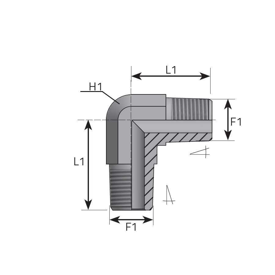 90° ADAPTER MALE NPT - MALE NPT