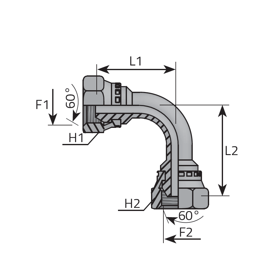 90° ADAPTER SWIVEL FEMALE BSPP - SWIVEL FEMALE BSPP -  Vitillo