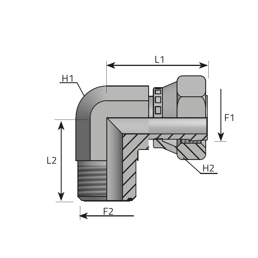 90° ADAPTOR FEMALE ORFS - MALE ORFS