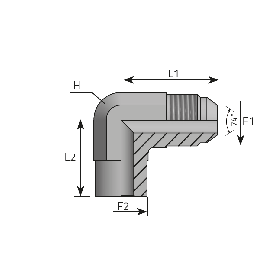 90° ADAPTOR MALE JIC - BUTTWELD -  Vitillo