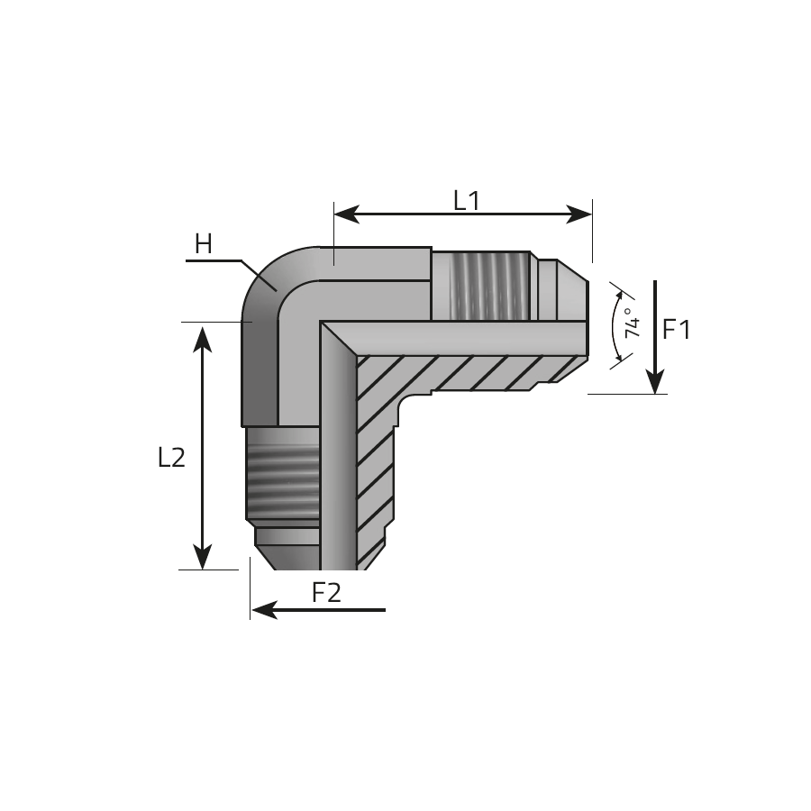 90° ADAPTOR MALE JIC - MALE JIC -  Vitillo