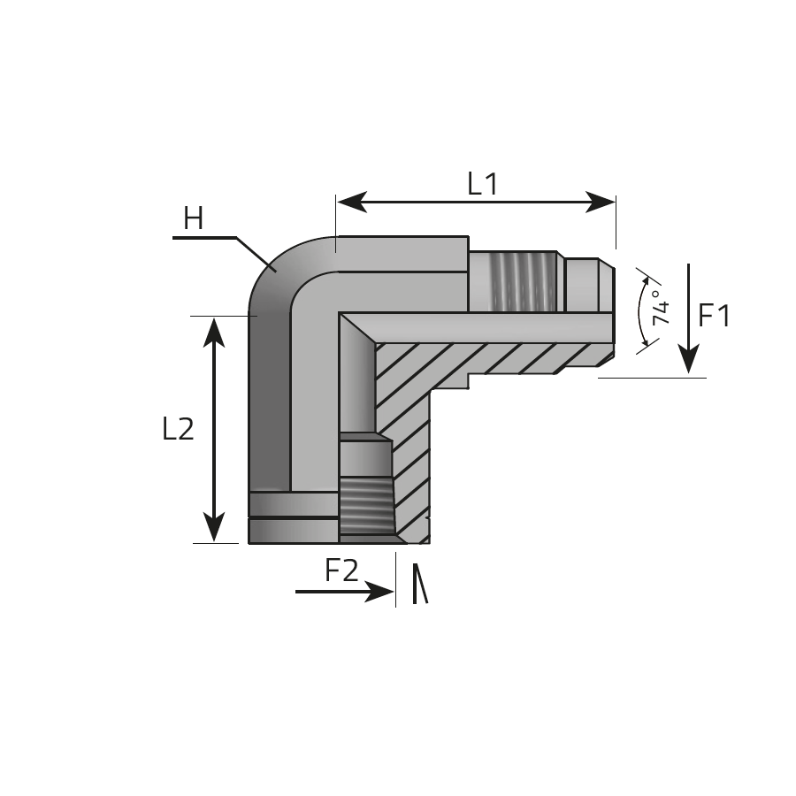 90° ADAPTOR MALE JIC - UNMOVABLE FEMALE NPT -  Vitillo