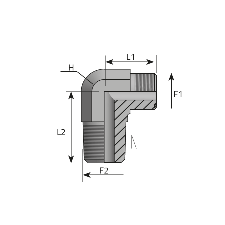 90° ADAPTOR MALE ORFS - MALE NPT