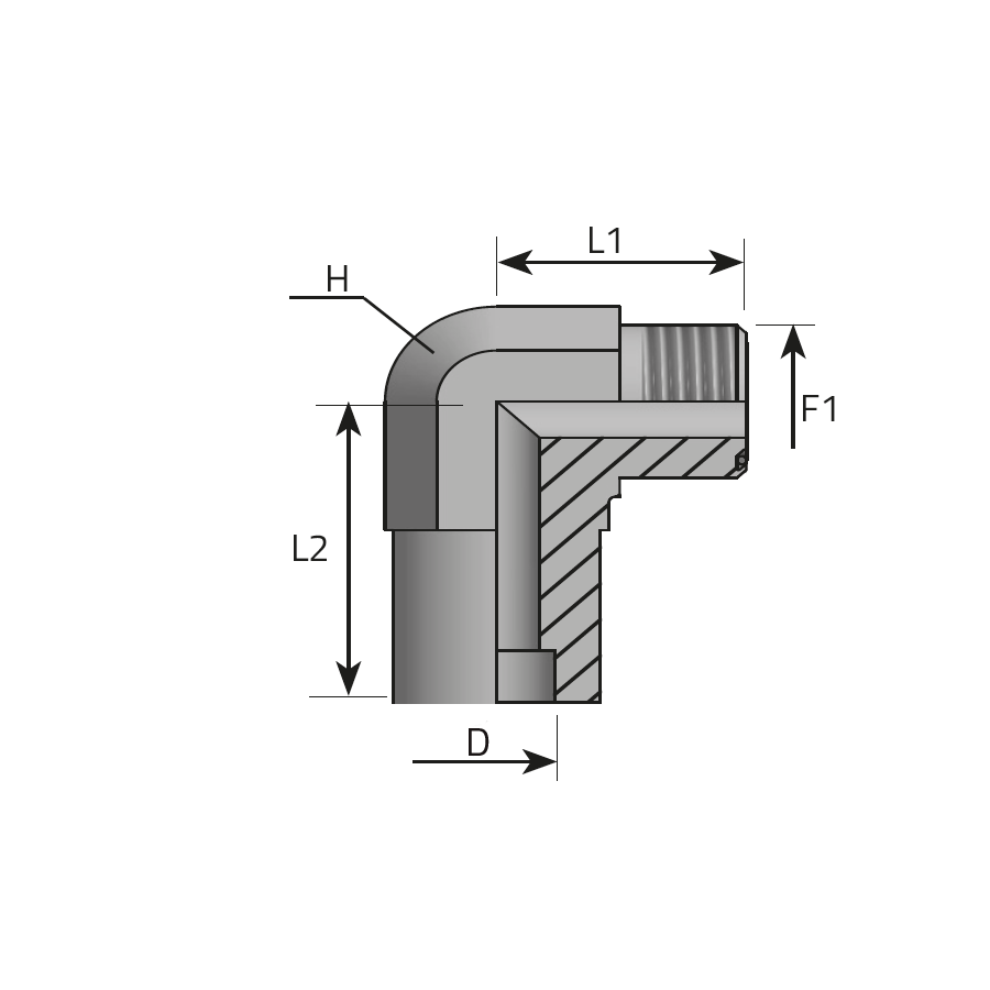 90° ADAPTOR MALE ORFS - SIDE WITH SOKET