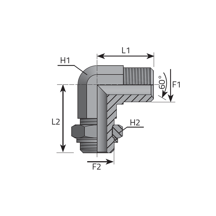 GOMITO 90°- MASCHIO GAS CILINDRICO - MASCHIO ORIENTABILE GAS CILINDRICO SV 60° -  Vitillo