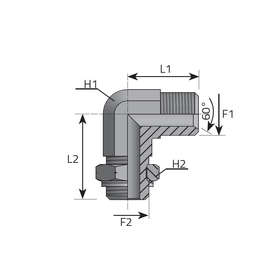 90° ADJUSTABLE ADAPTER METRIC MALE - METRIC MALE -  Vitillo