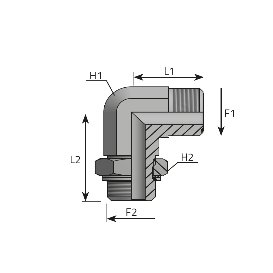 90° ADJUSTABLE ADAPTOR MALE ORFS - MALE BSPP WITH O-RING