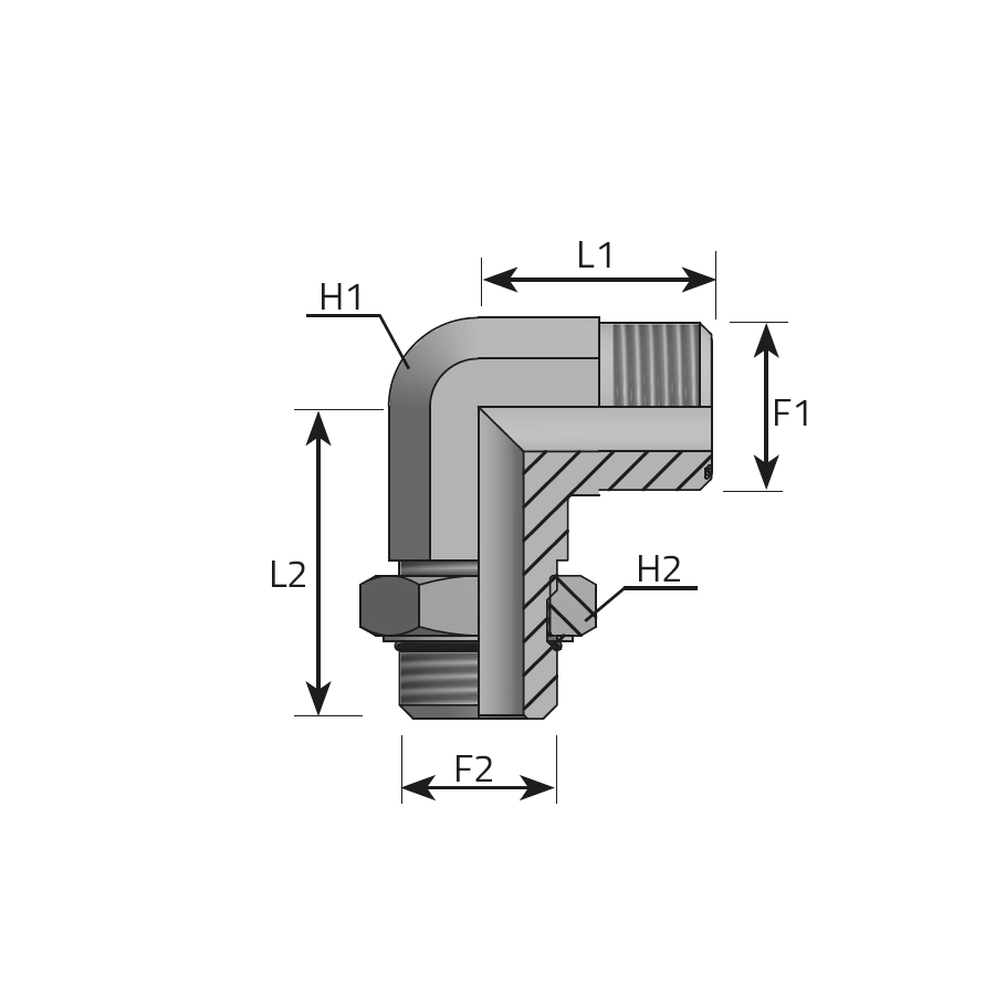 90° ADJUSTABLE ADAPTOR MALE ORFS - MALE UNF WITH O-RING -  Vitillo