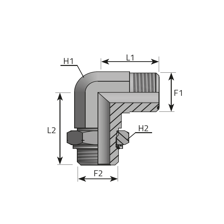 90° ADJUSTABLE ADAPTOR MALE ORFS - METRIC MALE WITH O-RING -  Vitillo