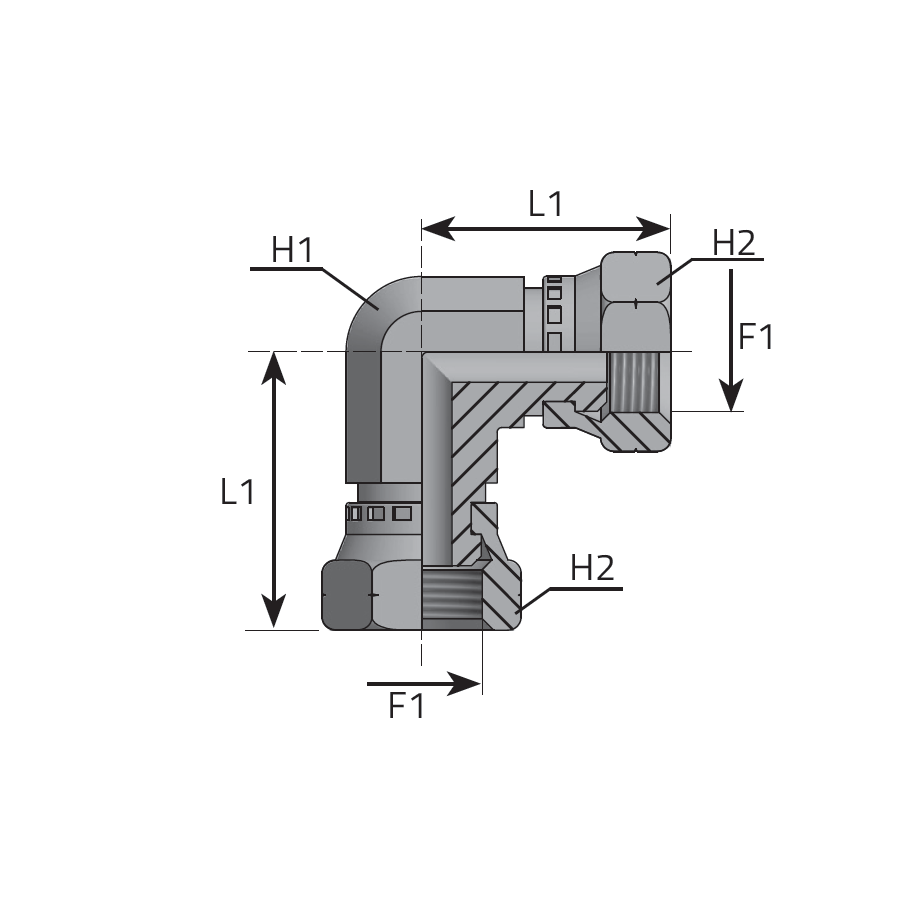 90° METRIC SWIVEL FEMALE ADAPTER -  Vitillo