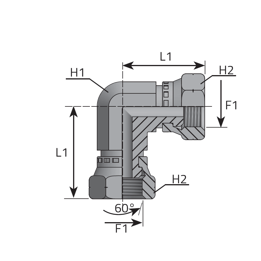 90° SWIVEL FEMALE ADAPTER BSPP