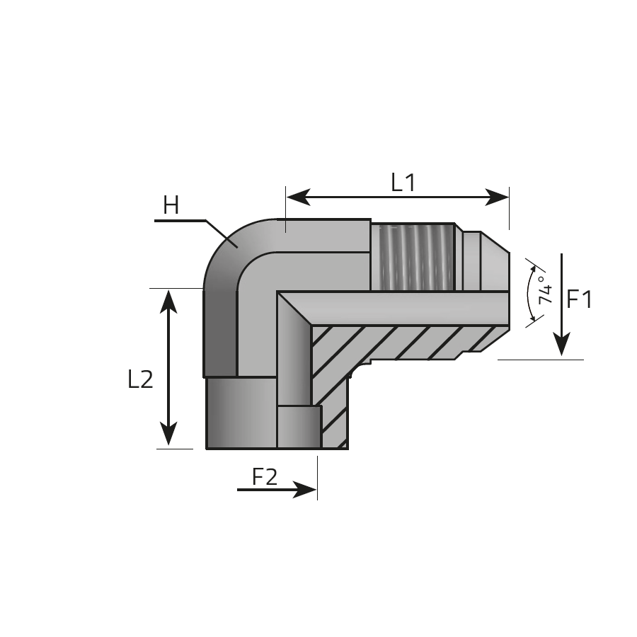 90° WELDING ADAPTOR MALE JIC