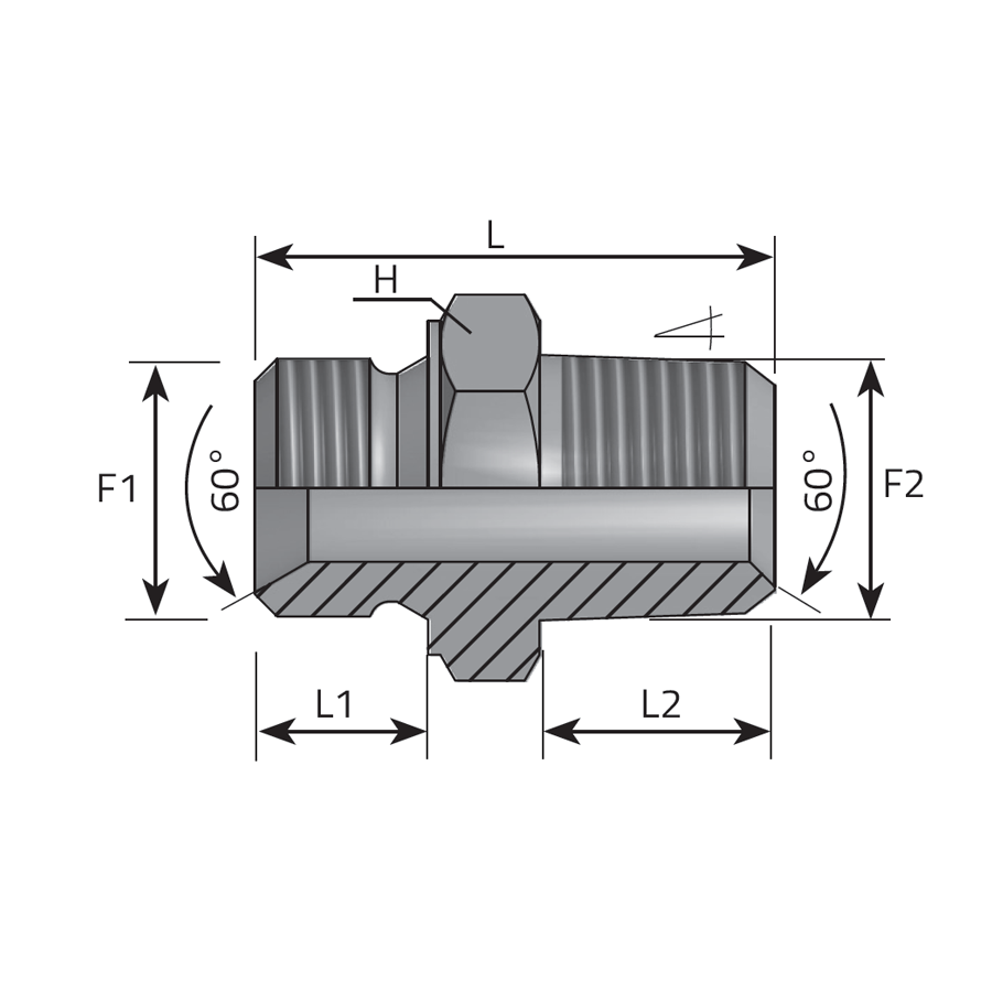 ADAPTER MALE BSPP - MALE BSPT -  