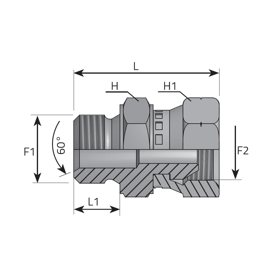 ADAPTER MALE BSPP - METRIC SWIVEL FEMALE -  Vitillo