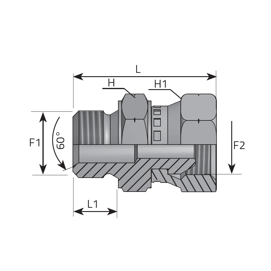 ADAPTER MALE METRIC - METRIC SWIVEL FEMALE -  Vitillo