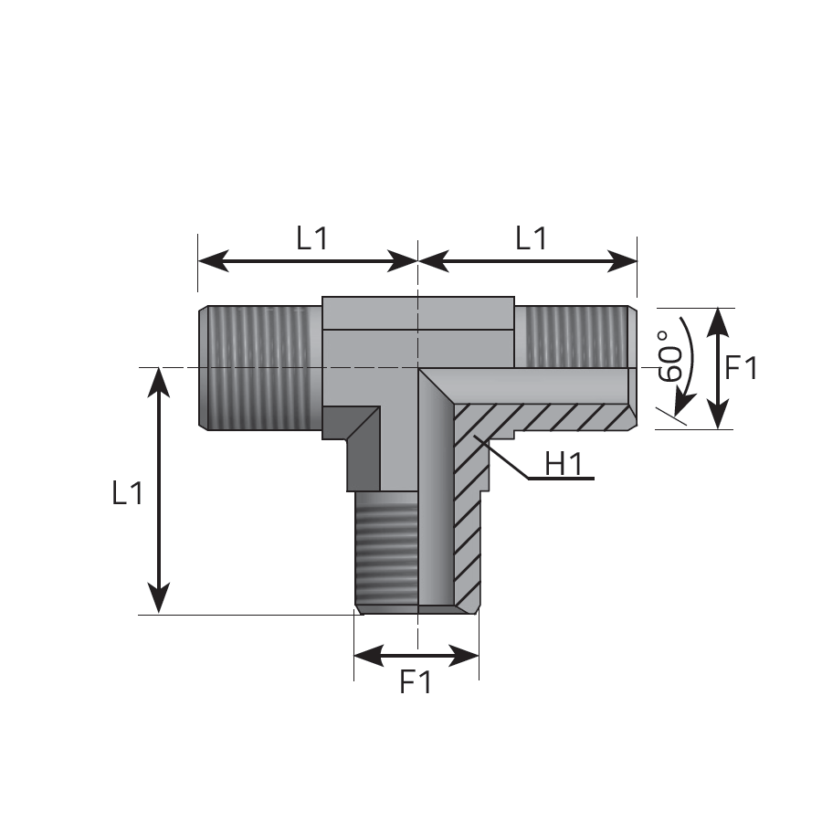 ADATTATORE “T” - MASCHIO METRICO SV 60°