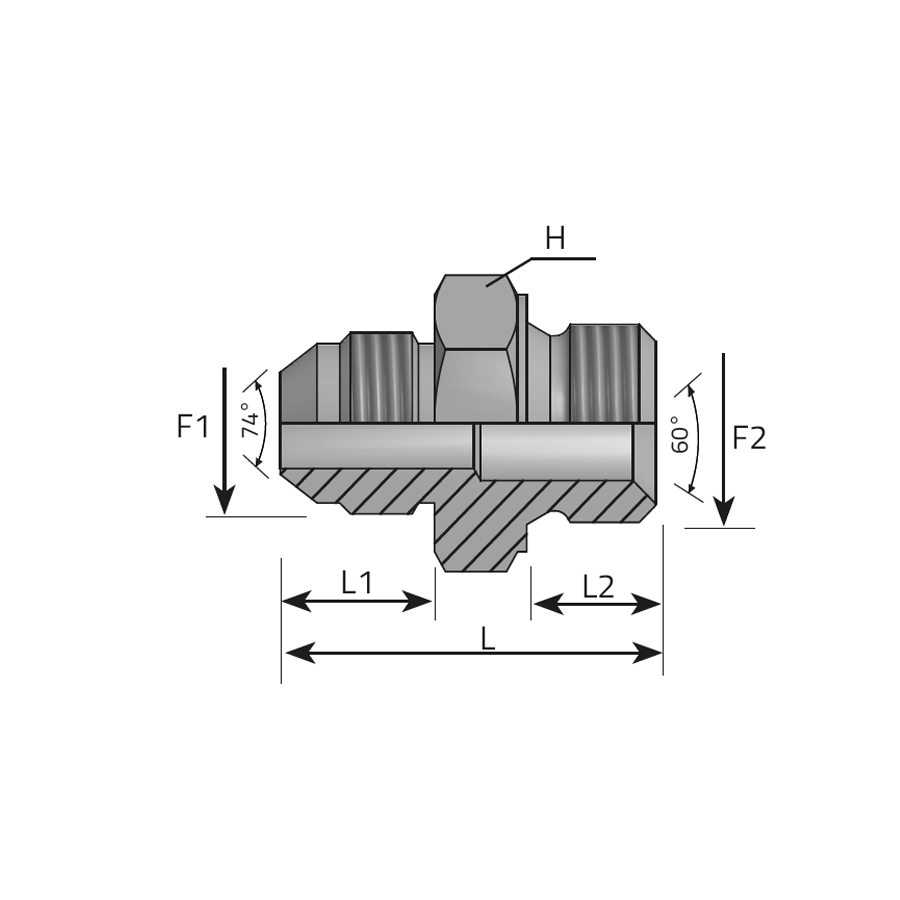 ADAPTOR MALE JIC - MALE BSPP 60° CONE -  Vitillo