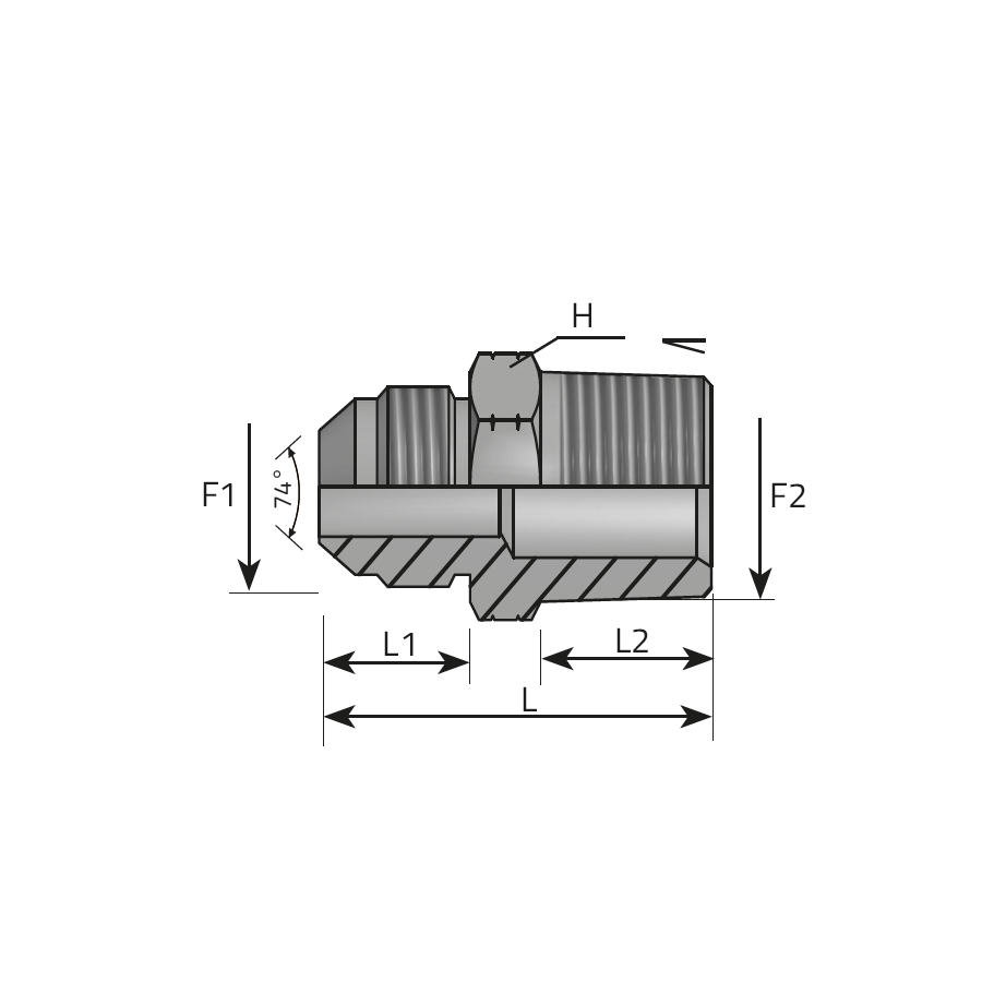 ADAPTOR MALE JIC - MALE NPT