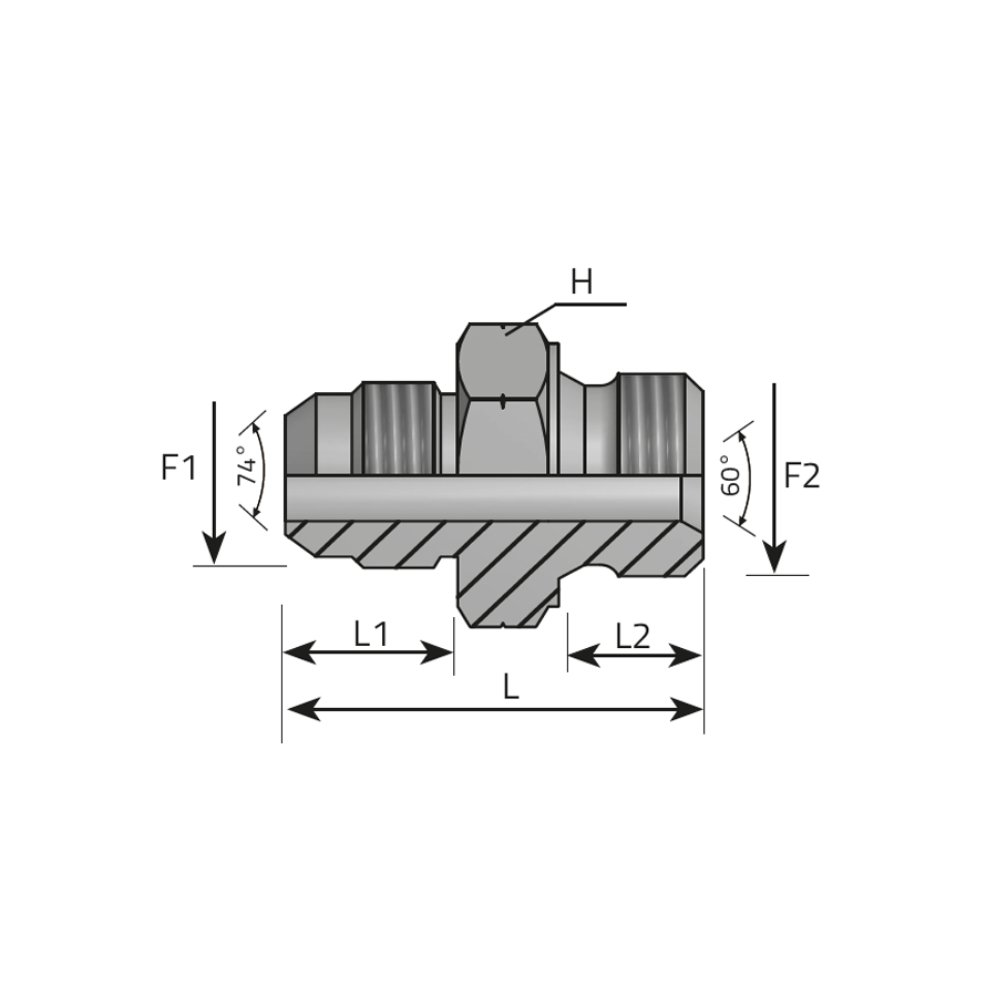 ADAPTOR MALE JIC - METRIC MALE 60° CONE -  Vitillo