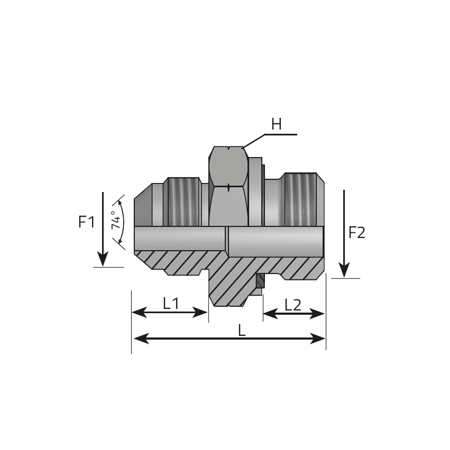 ADAPTOR MALE JIC - METRIC MALE FORM E -  Vitillo