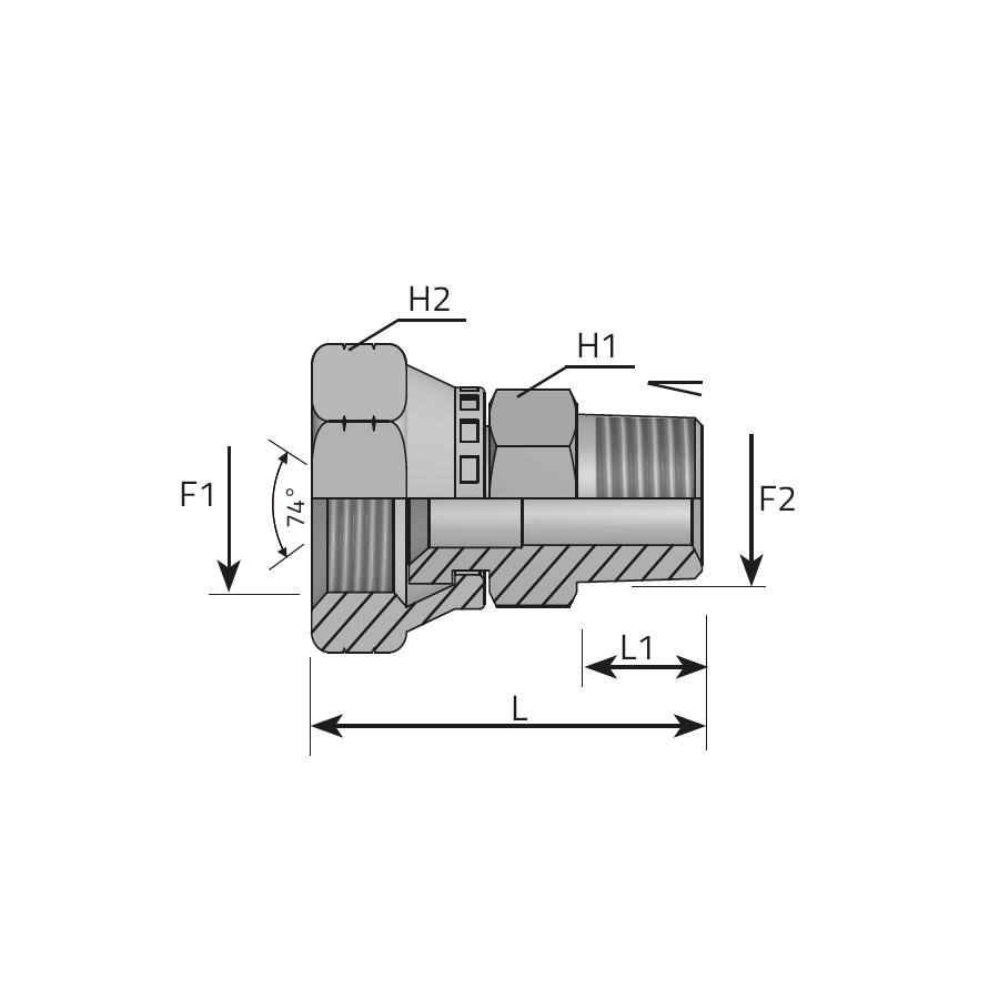 ADAPTOR SWIVEL FEMALE JIC - MALE BSPT