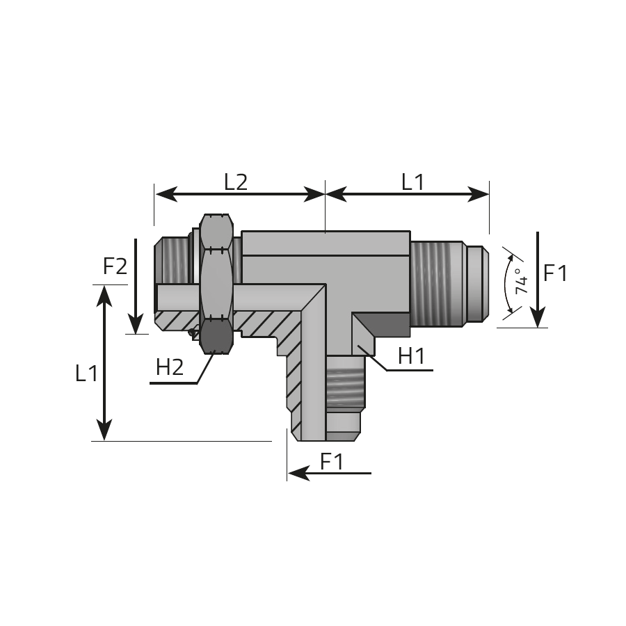 ADATTATORE “T” ORIENTABILE AL BRACCIO - MASCHIO JIC - MASCHIO UNF -  Vitillo